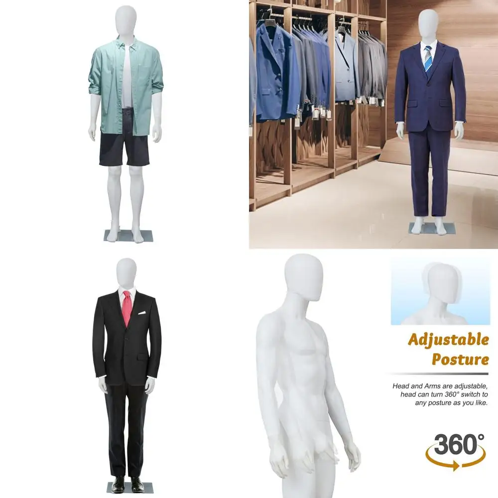 

Манекен мужской в полный рост (180 см) для демонстрации одежды, идеально подходит для ритейла, косплея и праздников, белый