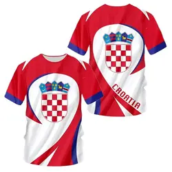 Croatian Flag Football Graphic 3D Printing Summer Men's Tough Guy Style Casual Sports Loose Round Neck Short Sleeve T-shirt Tops