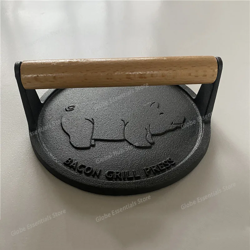 Tablero de prensa de carne de hierro fundido, sartén de hierro para barbacoa, máquina para hacer hamburguesas, prensa manual para panqueques, prensa para picar carne de cerdo, artículos para el hogar, plato para barbacoa