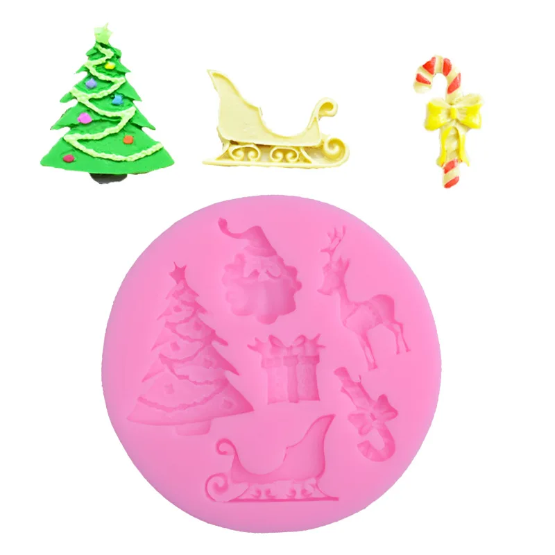 XMAS Christmas Snowman Deer Tree Silicone Mold Kitchen Baking Navidad Chocolate Candy Clay Making Cake Decoration Accessories