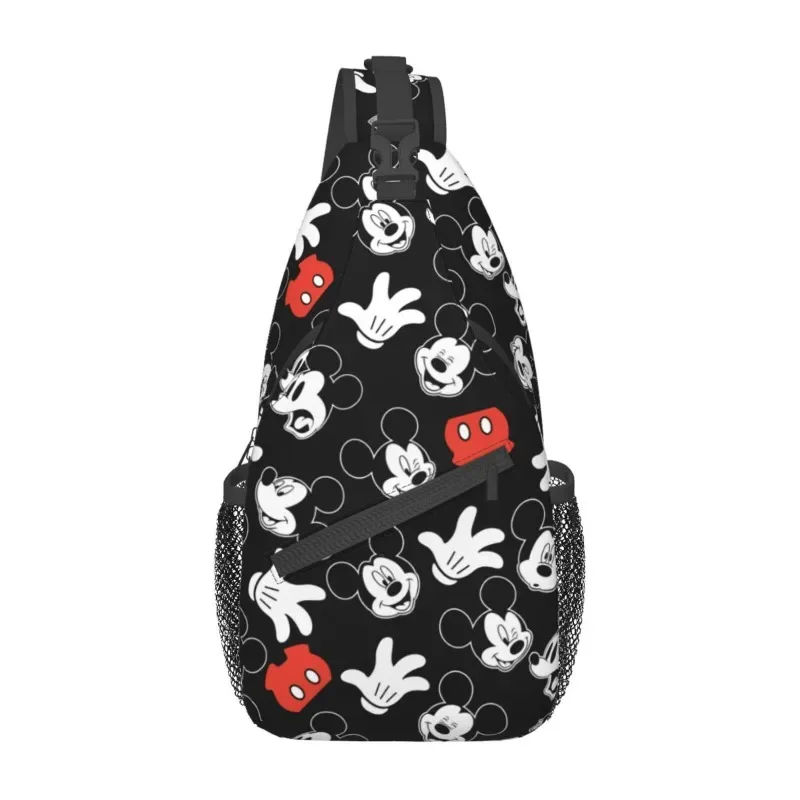 Miniso disney mickey & minnie série bonito dos desenhos animados saco de peito à prova dwaterproof água moda estudante bolsa ombro ajustável casual bolsa telefone