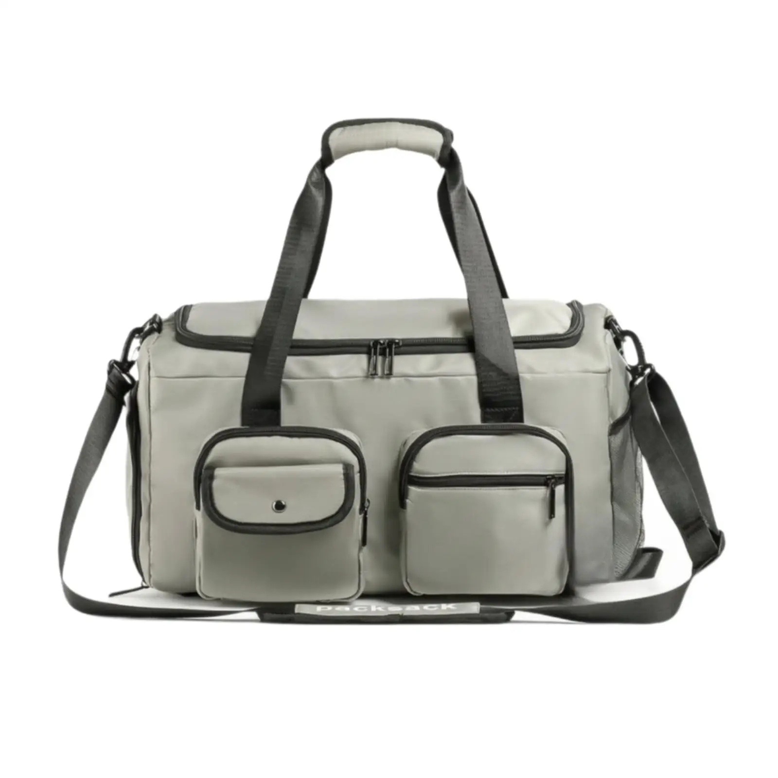 Multi Pocket Travel Duffel for Men Women with Built in Shoe Compartment and Shoulder Strap