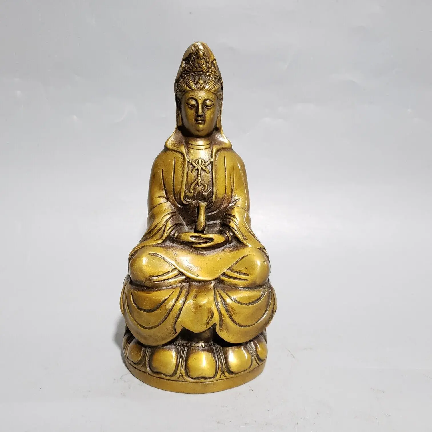 21 cm Chinese Brass Kwan-yin Guanyin Statue Bronze Buddha Statue sculpture