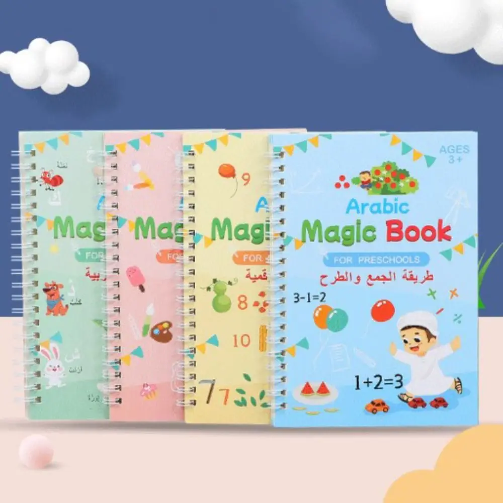 3D Arabic Calligraphy Book Reusable Handwriting Groove Magic Practice Copybook With Pen Writing Exercise Book Children's Book