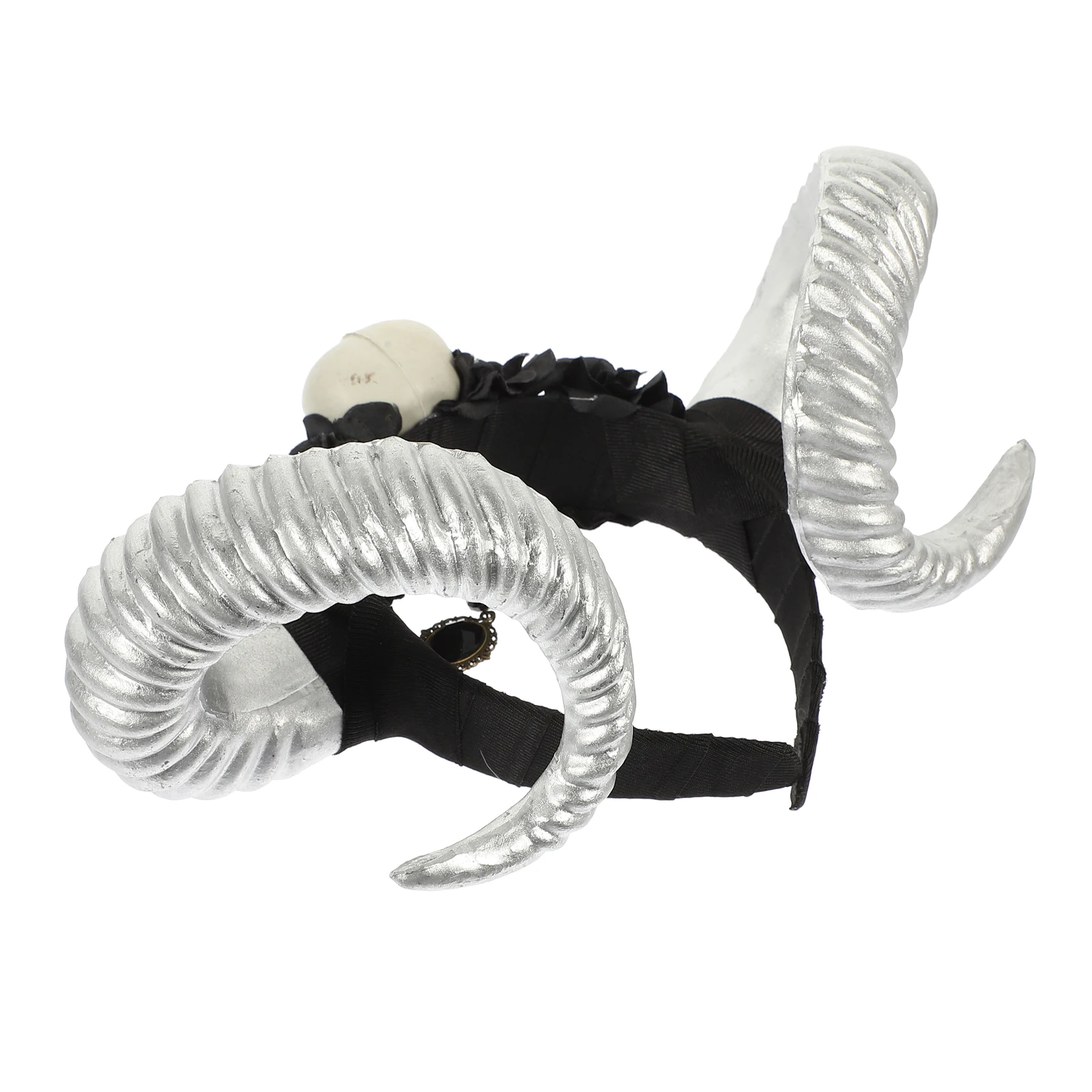 

Horn Veil Headdress Plastic Lightweight Comfortable Wear Halloween Hair Accessories Gothic Headband DIY Photo Prop Sheep