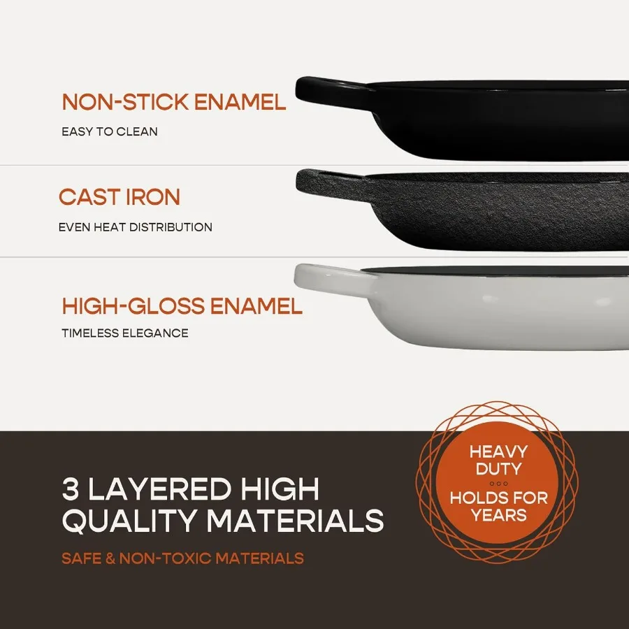 فرن هولندي من الحديد الزهر المطلي بالمينا لخبز العجين المخمر وعاء سعة 6 لتر مع غطاء 10 بوصة طقم أواني طهي سميكة مطلية بالمينا السيراميك