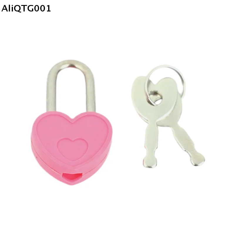 Mini Heart Shape Plastic Padlock with 2 Keys for Travel Jewelry Box Diary Book Suitcase - Cute Locking Mechanism