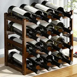 Solid Wood Wine Rack Cabinet Home Decoration Wine Display Rack Table Creative Wine Bottle Stand 4 Tier Wooden Red Wine Shelf