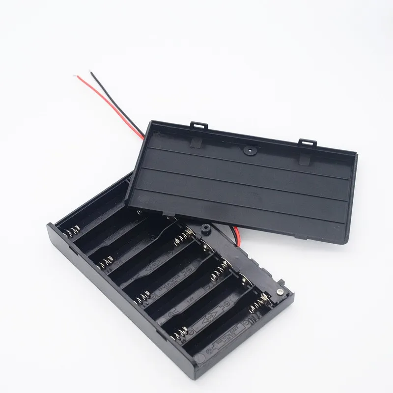 No.5 8-cell Battery Box AA With Cover And Switch 12v Power Accessories Battery Holder With Red And Black Lines B5