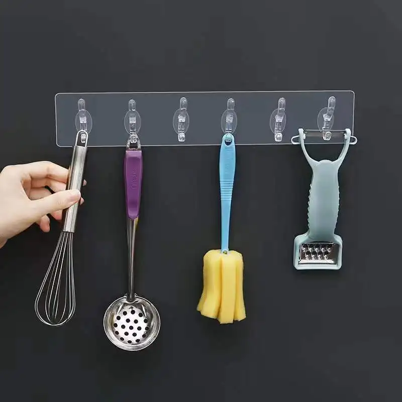Self-adhesive Hooks Storage of Kitchen Cabinet Dishcloth Rack Adhesive Wall Hook Hanger Coat Hanging Stickers Hanging Rack