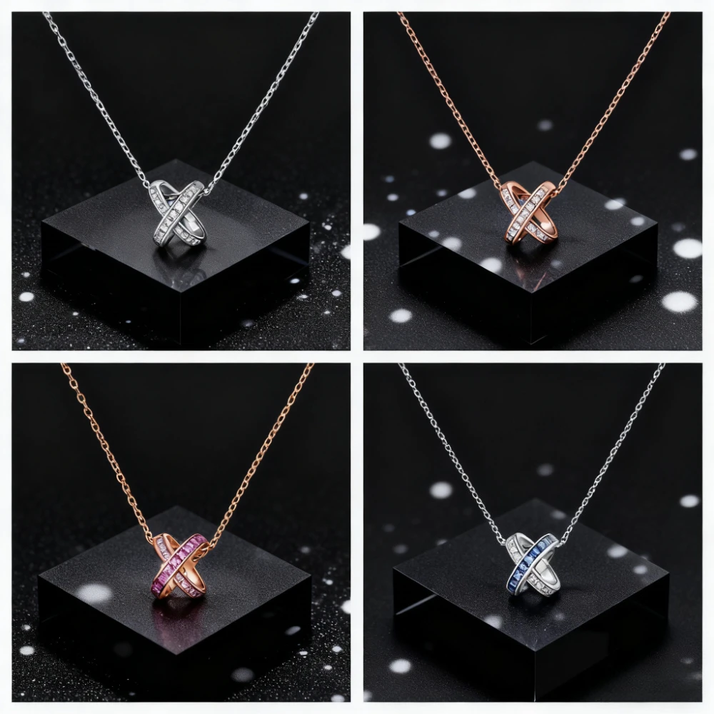 Premium Jewelry 2025 S925 CNC Round X Cross Necklace - Elegant Affordable Small Party Gift