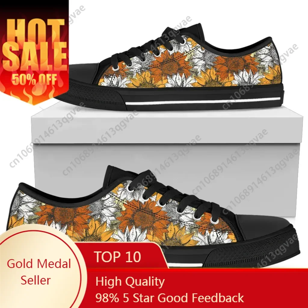 

Funny Art Sunflowers Leisual Low Top Sneakers Mens Womens Teenager High Quality Canvas Sneaker Couple Shoes Custom Made Shoe