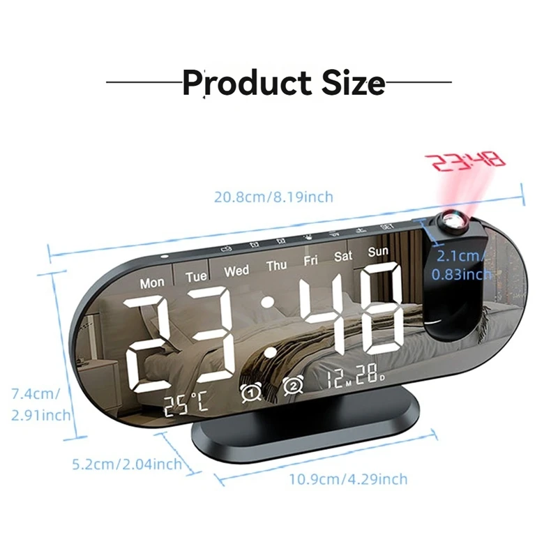 B37B-Mini 4K Clock Camera LED Digital Smart Alarm Clock Projection Supports Remote Viewing Mobile Detection Mini Camera