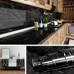 Black Marble Waterproof Oil-proof Self Adhesive Vinyl Wallpaper Wall Stickers Bedroom Bathroom Kitchen Cabinet Furniture Recap