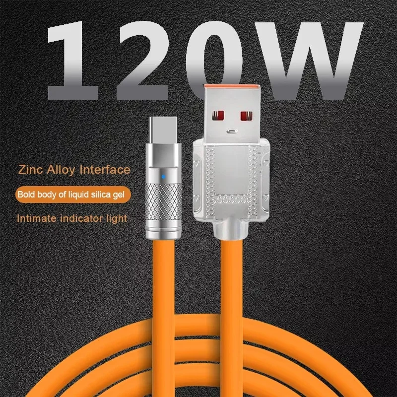 

120W 6A Super Fast Charge Type C Liquid Silicone Cable Quick Charge 1M USB Cable USB C Charger Cable For Huawei Samsung Xiaomi