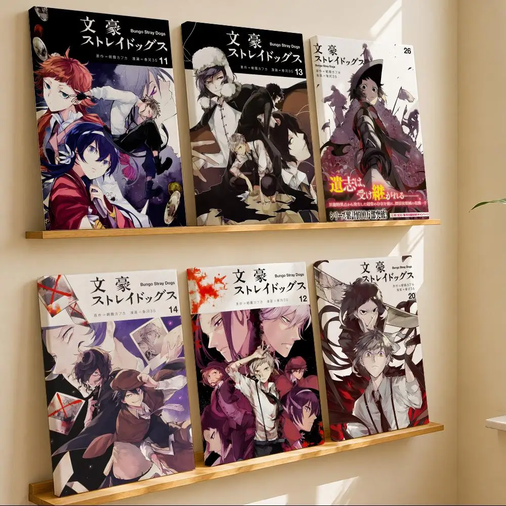 Classic Anime B-Bungo Stray Dogs Framed Wall Painting Canvas Art Poster with Solid Wood Frame for Living Room Home Decor
