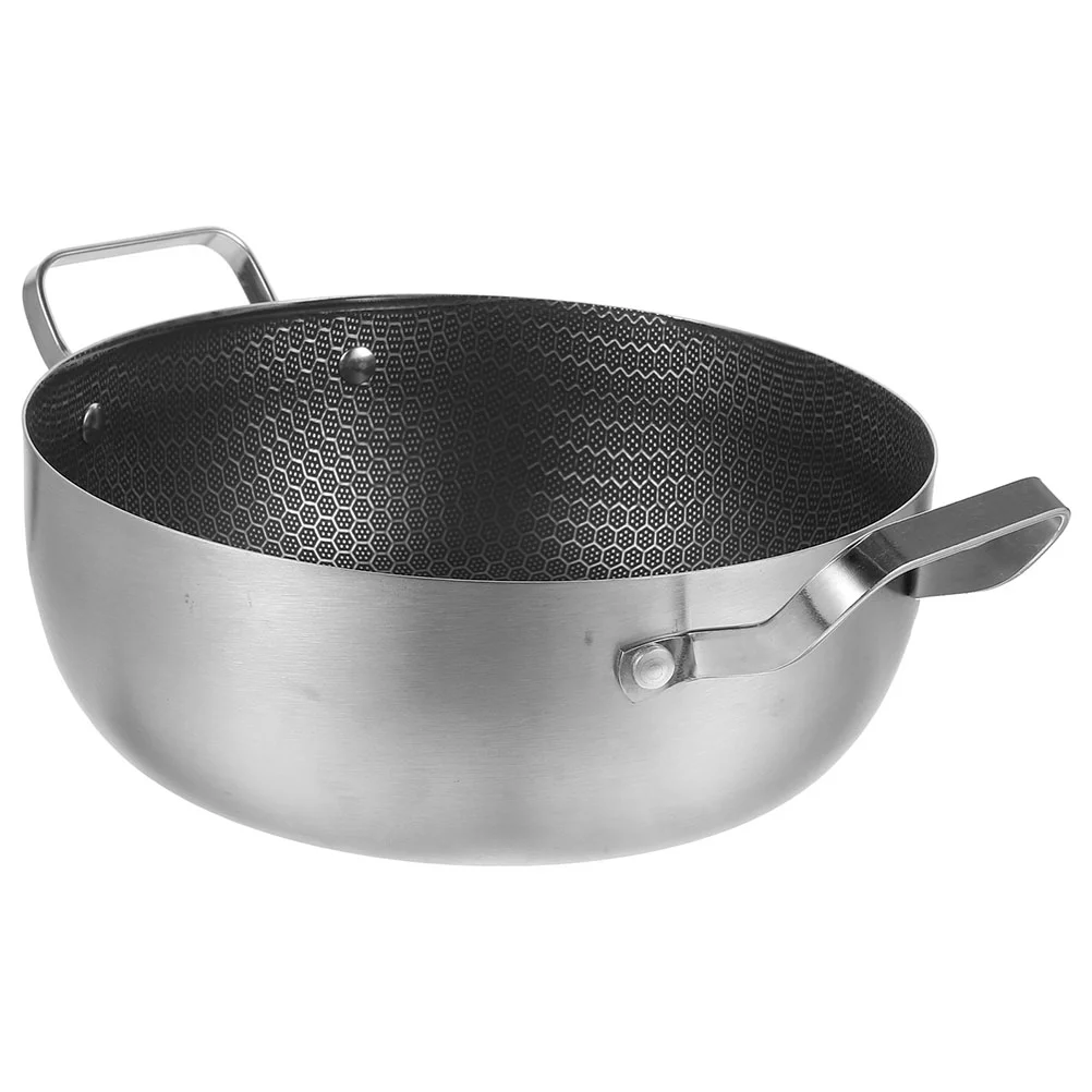 Double Handles Nonstick Stainless Steel Pot Multi Purpose Kitchen Cookware Steamers Soup Pots Hotpot Frying Pan Thicken Cooker