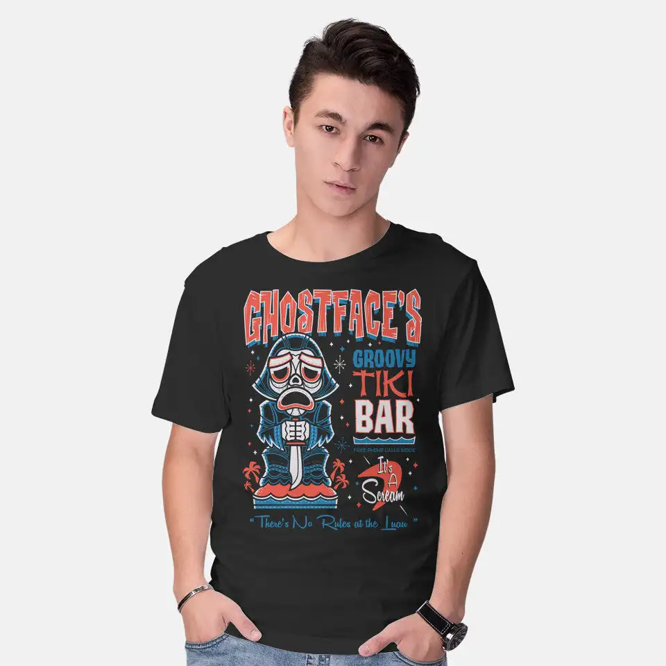 Ghostface Groovy Tiki Anime Graphic T-shirts for Men Clothing Women Short Sleeve Tees Vintage High Quality 100%Cotton