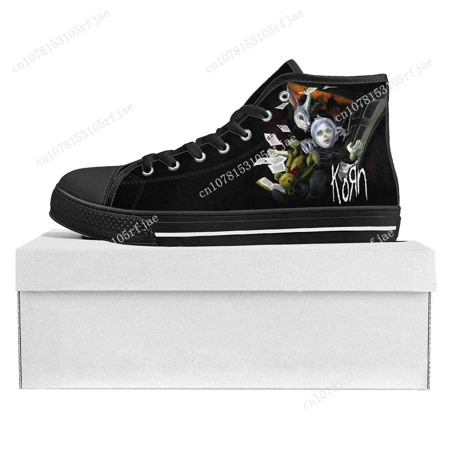 Korn Rock Band High Top High Quality Sneakers Mens Womens Teenager Canvas Sneaker 3D Print Casual Couple Shoes Custom Shoe Black
