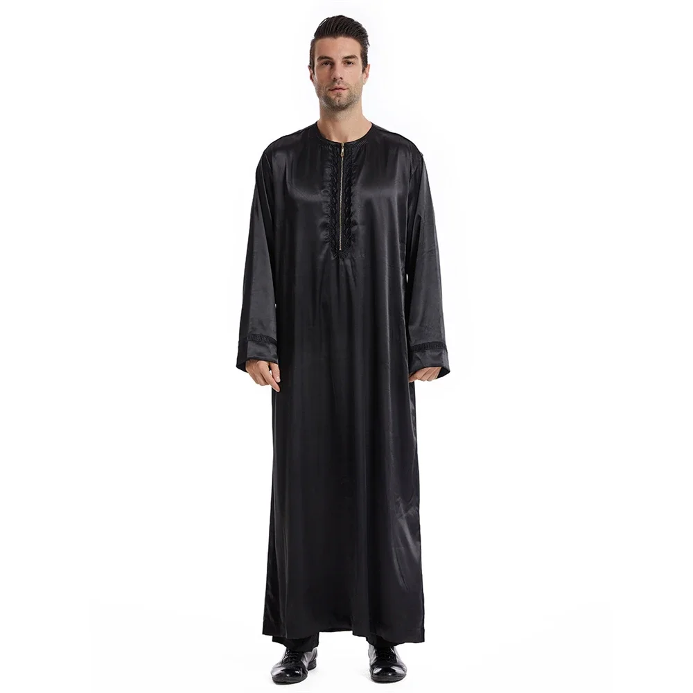 Jubah Arab Saudi pria Kaftan jubah Thobe Muslim pakaian lengan panjang Kaftan Abaya Dubai Timur Tengah Islam Jubba gaun Kaftan