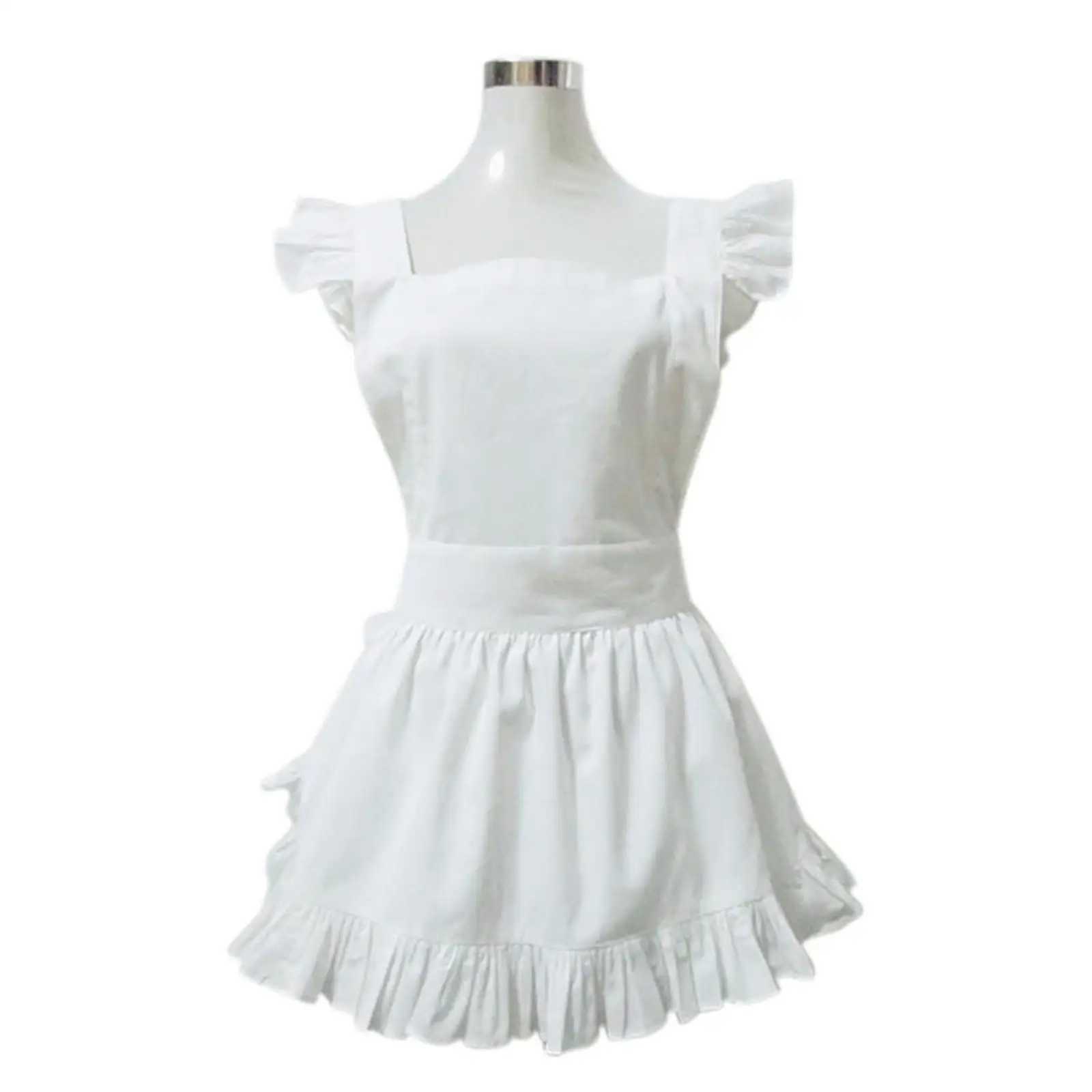 

Custom Women Kitchen Apron Lovely Retro Maid Costume Adjustable Cotton Pretty Cooking Baking for Household Bar Hotel Party