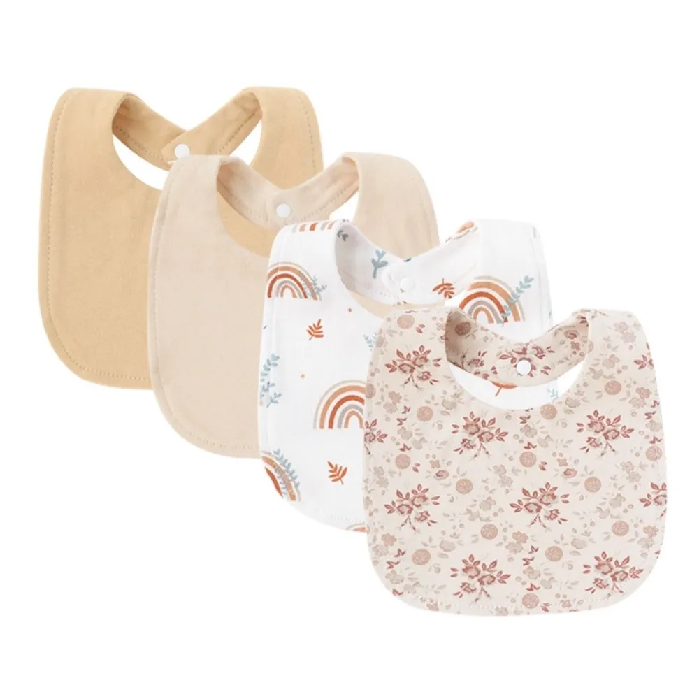 

4Pcs High Quality Cotton Baby Bib Cartoon Print Double Layers Saliva Towels Kids Apron Infant Accessories