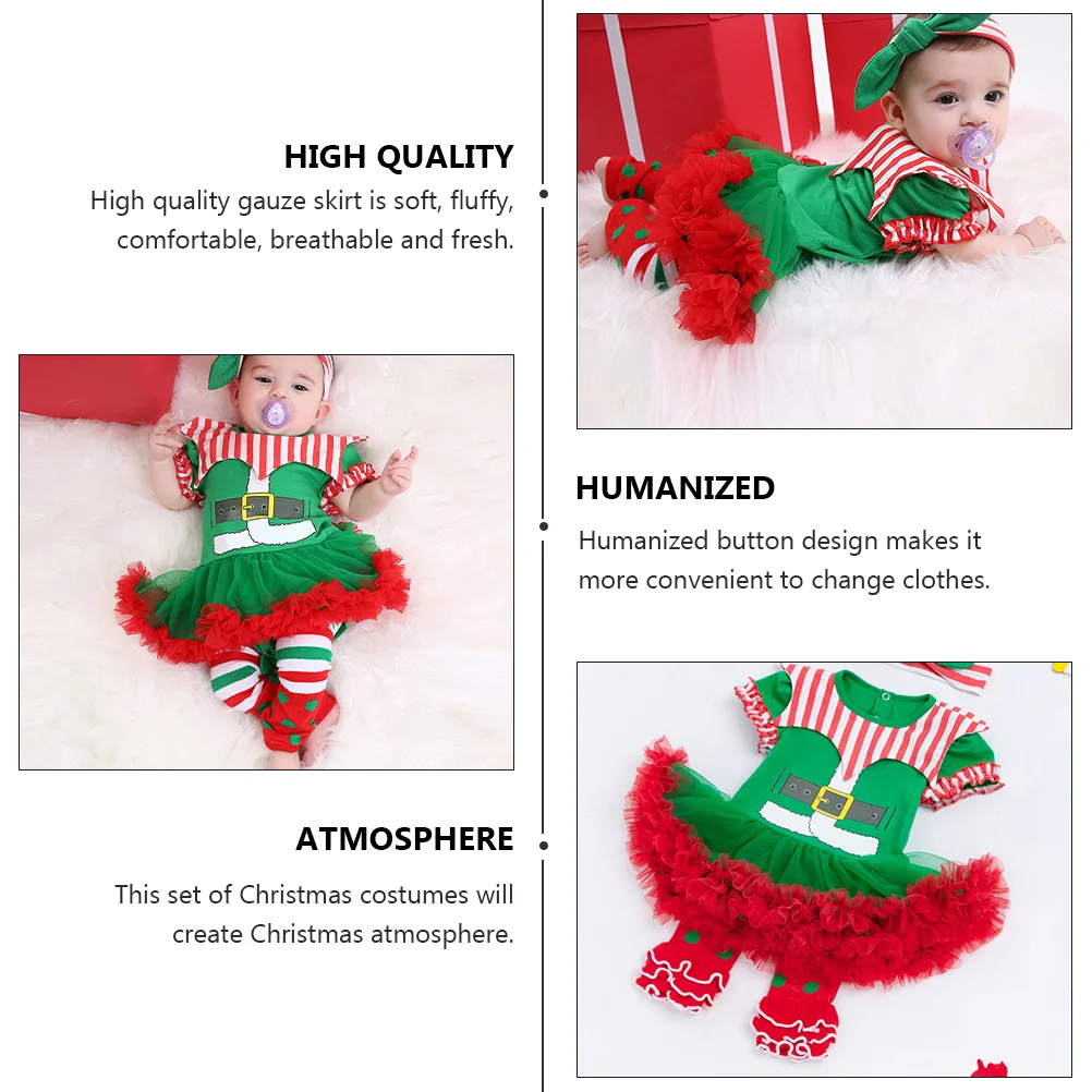 

1 set 1 Set Baby Dress Set 3-6 Months Christmas Clothes Gauze Skirt Cute Clown Collar Party Costume For Toddlers Christmas Party