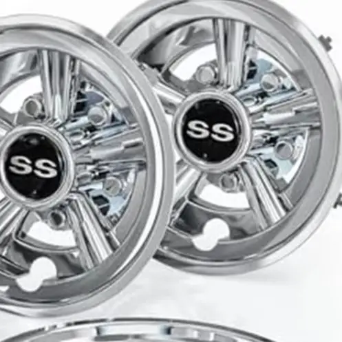 4Pcs 8 Inch Chrome Plated ABS Wheel Cover Snap Fastener Hub Cap For For EZGO For Golf Cart Exterior Styling Upgrade Accessories