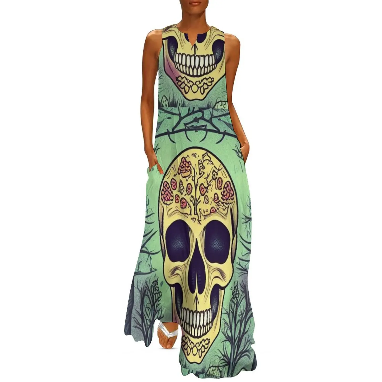 Smiling lovely skull head Long Dress Dress for pregnant women women formal occasion dresses Dress