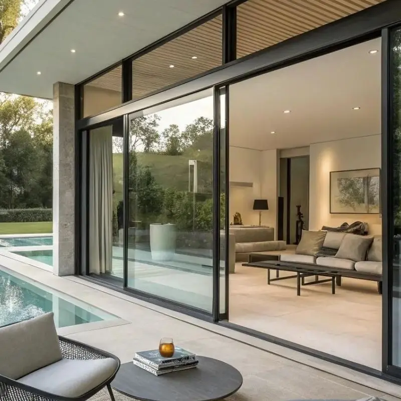 Customized Multi Size Tempered Glass Door Household Panoramic Patio Sliding Doors Durable Multiple Panels Manual Glass Doors