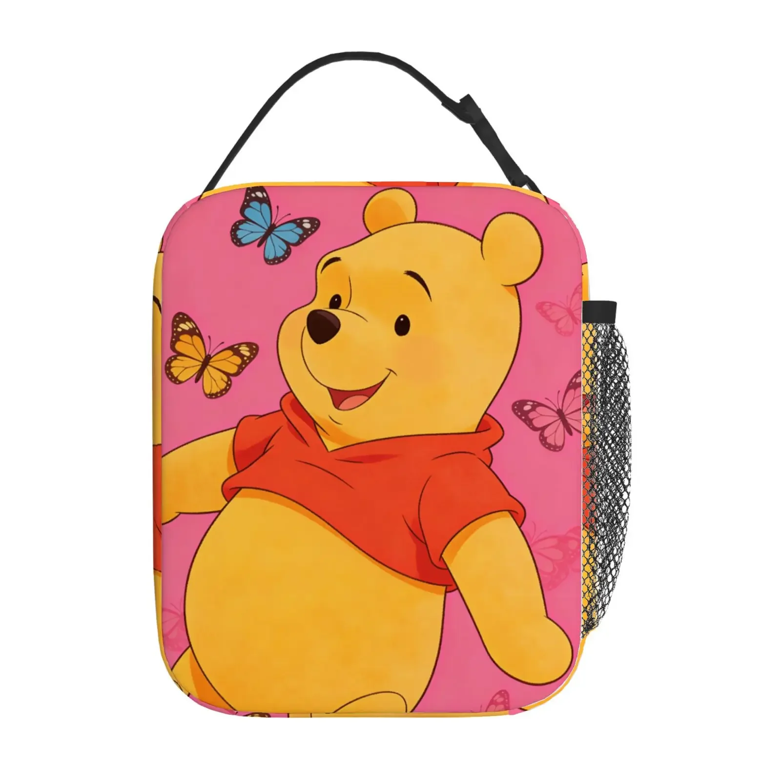 

1 шт. сумка для обеда с контрастным принтом в стиле Винни-Пуха и бабочек, портативная сумка для еды, для поездок на работу, для пикника