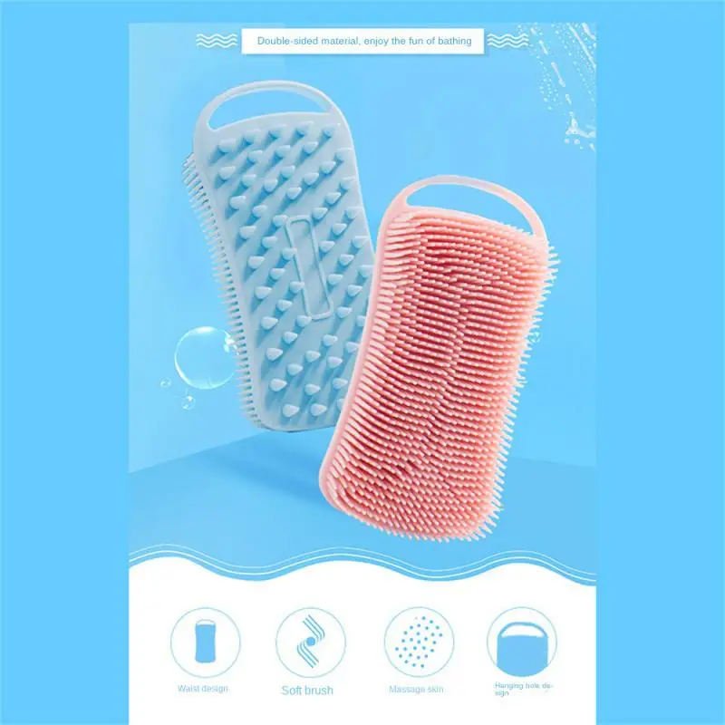 2 In 1 Silicone Shower Brush Scrubber Soft Silicone Scalp Massager Shampoo Brush Double-Sided Body Brush Foam Skin Clean Tool