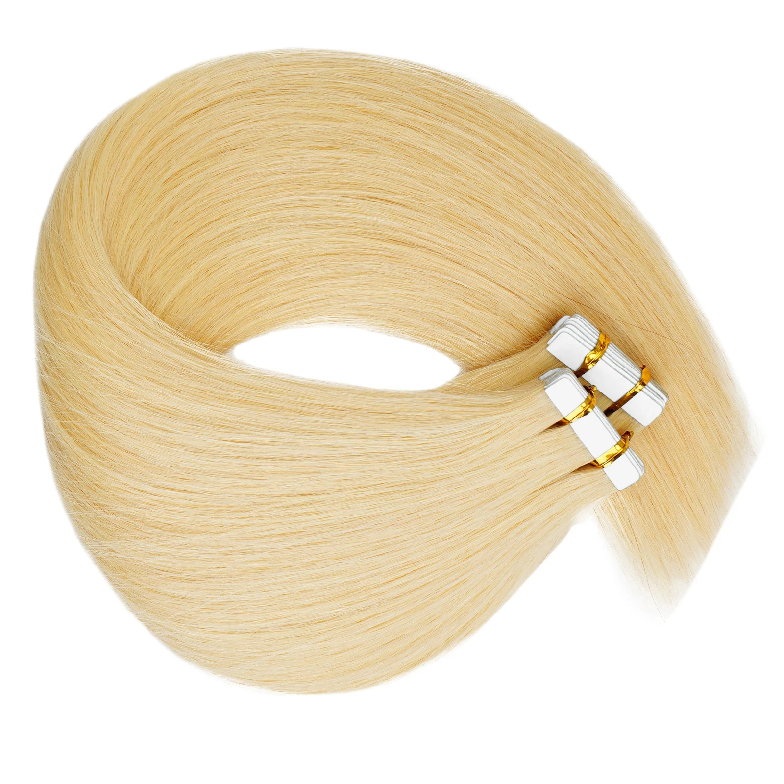 Gerades Klebeband in Haar verlängerungen menschliches Haar Haut Schuss pu nahtloses Klebeband in blonder Farbe #613 20p/40p/60p brasilia nisches Remy-Haar