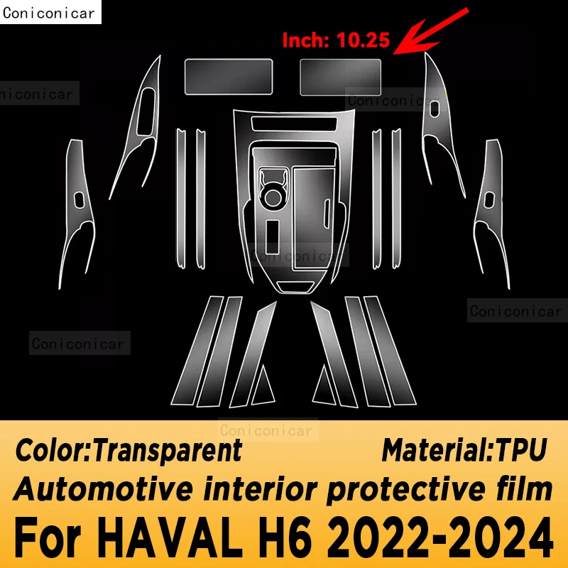 Voor HAVAL H6 2022-2024 Hybrid Panel Navigatie Scherm Auto-interieur TPU Beschermfolie Cover Anti-Kras Sticker