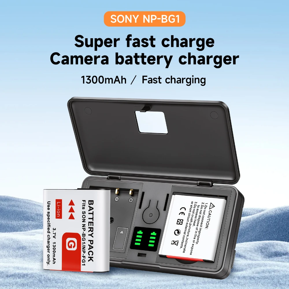 NP-BG1 NP-FG1 Battery for Sony Cyber-shot DSC W120 DSC H5 H3 H7 W80 WX1 DSC-W70 G Type NP BG1 NP FG1 Bateria with Type-C Charger