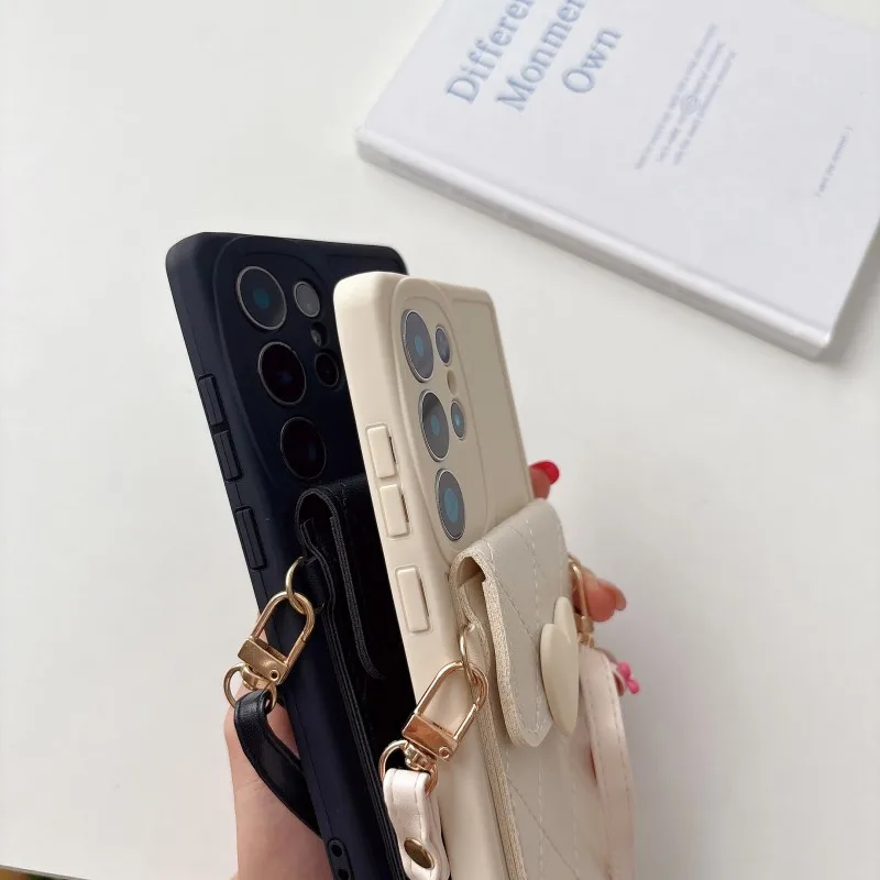 Liebeshülle für Samsung Galaxy S25 Ultra S26 S22 S23 S24 Plus S20 FE A56 mit Ständer, Riemen, Kartenfach, Umhängeband und weicher Abdeckung – Detail 8