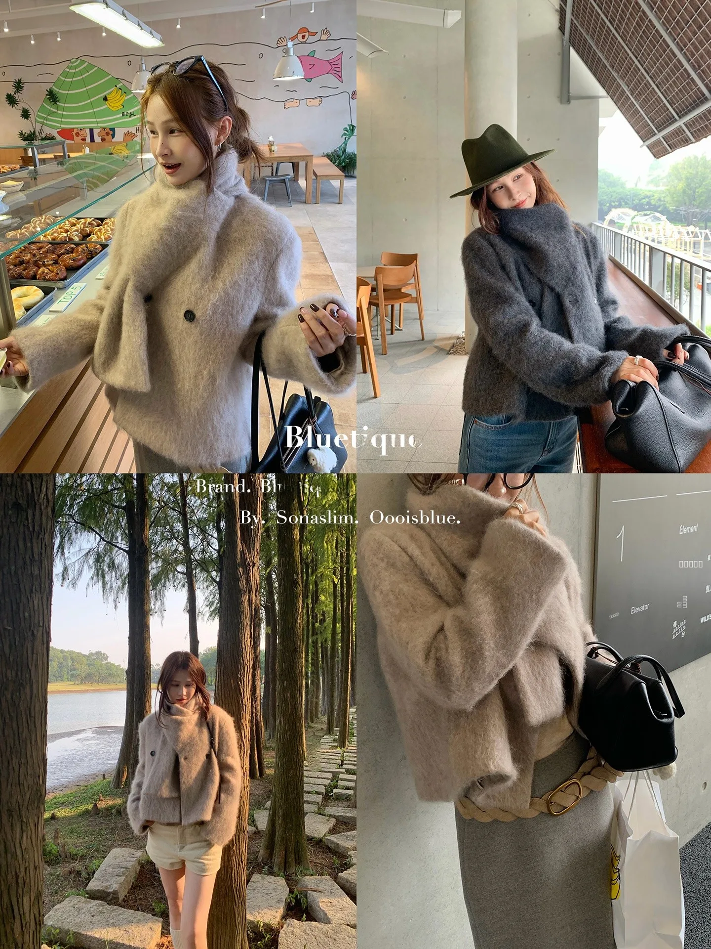 

BLUETIQUE Women's ort Woolen Coat with Scarf Ne Design Casual Sle Stand Fit Long Sve Winter Outerwear