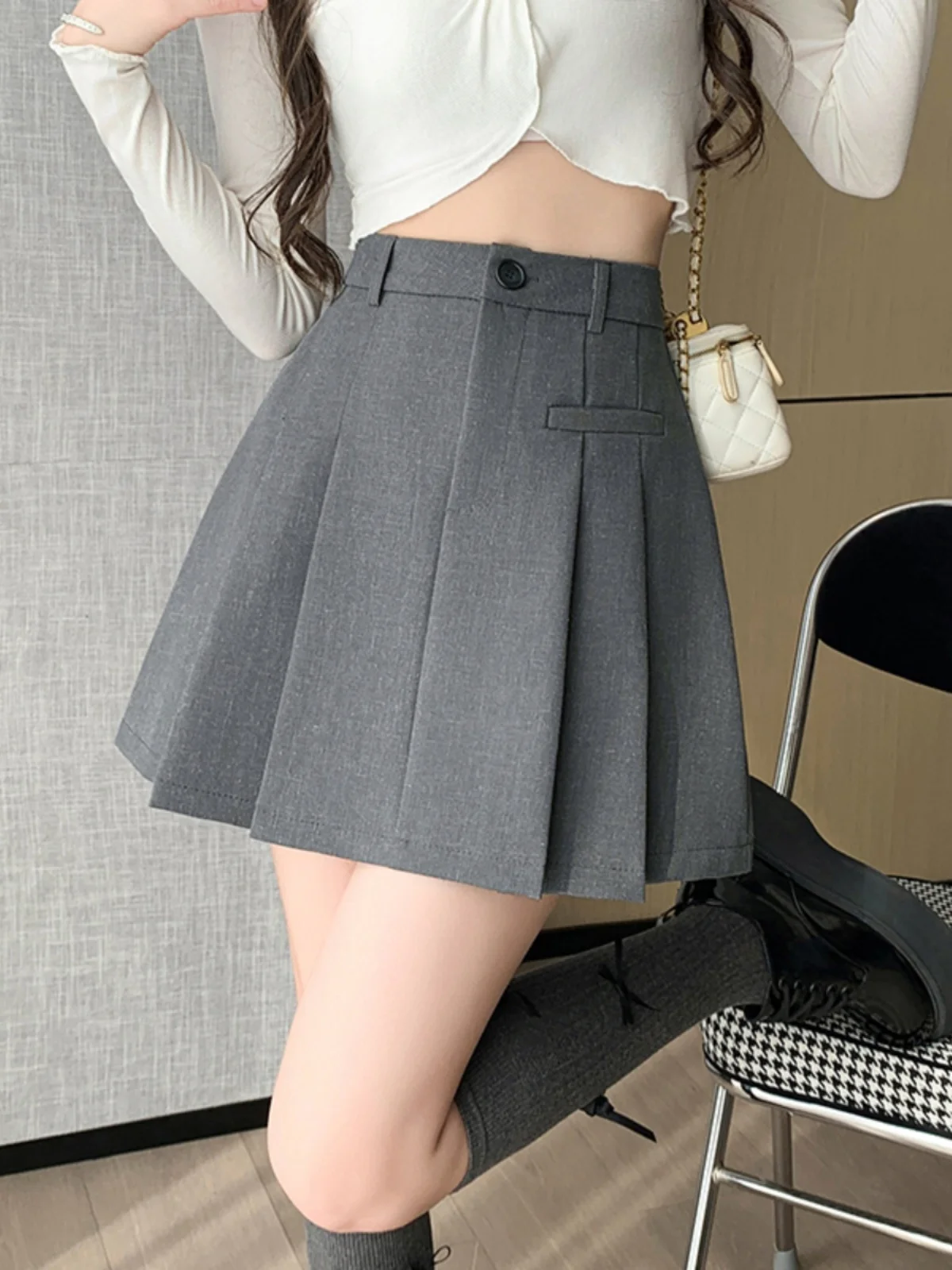 

Emily Clud Recommended Suit Sle High Waist A-Line Skirt Women's Summer Anti-Light Cheered ort Skirt for plus Size