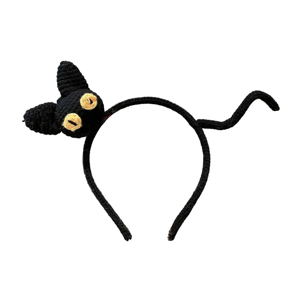 

Knitting Cat Hairband Headband Hair Accessory One Size for Women Teens Daily Use Cute Black Cat Headpiece Face Washing