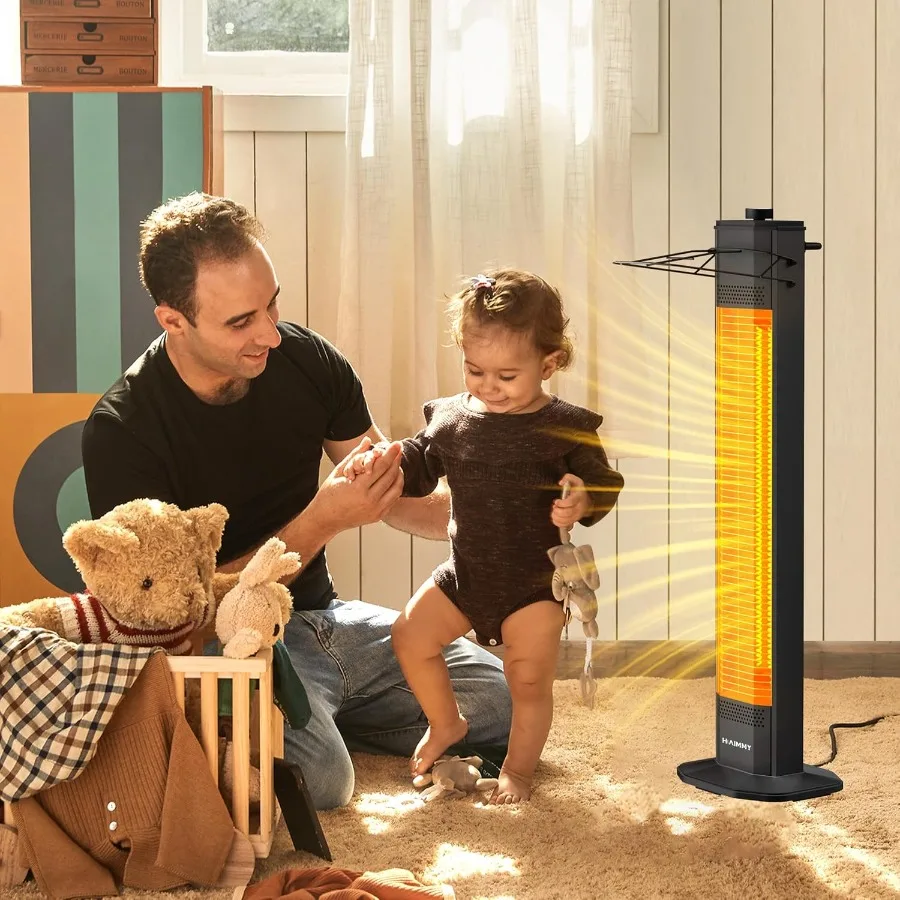 เครื่องทำความร้อนไฟฟ้ากลางแจ้งขนาด 34 นิ้ว สำหรับสวน ระเบียง ลานบ้าน กำลังไฟ 1500 วัตต์ ให้ความร้อนทันที ปรับระดับความร้อนได้ 3 ระดับ ใช้งานได้อย่างปลอดภัย