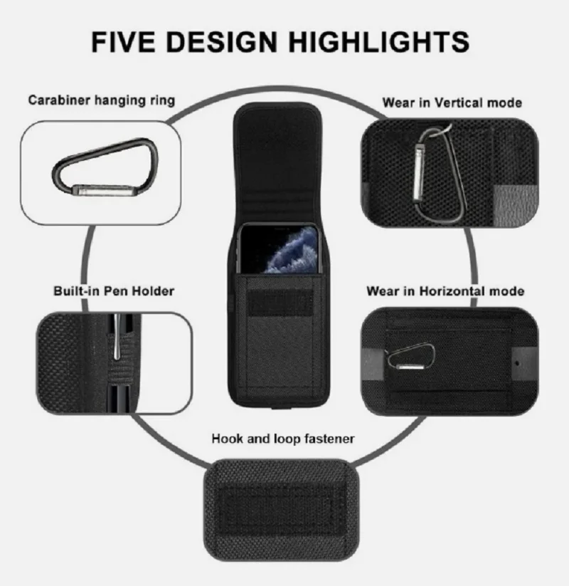 Waist Bag For iPhone 15 14 13 12 11 Pro Max For Samsung S24 S23 Belt Clip Holster Fanny Pack Portable Outdoor Mobile Phone Pouch