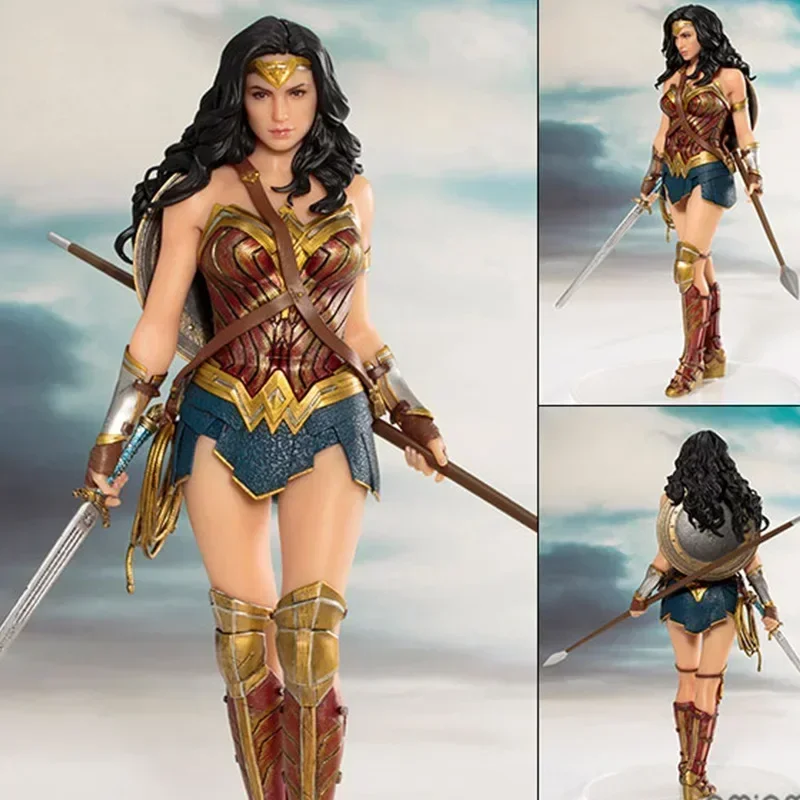 Dc heróis mulher maravilha figura brinquedos boneca 19cm dc liga da justiça artfx mulher maravilha estátua coleção modelo figura de ação brinquedos
