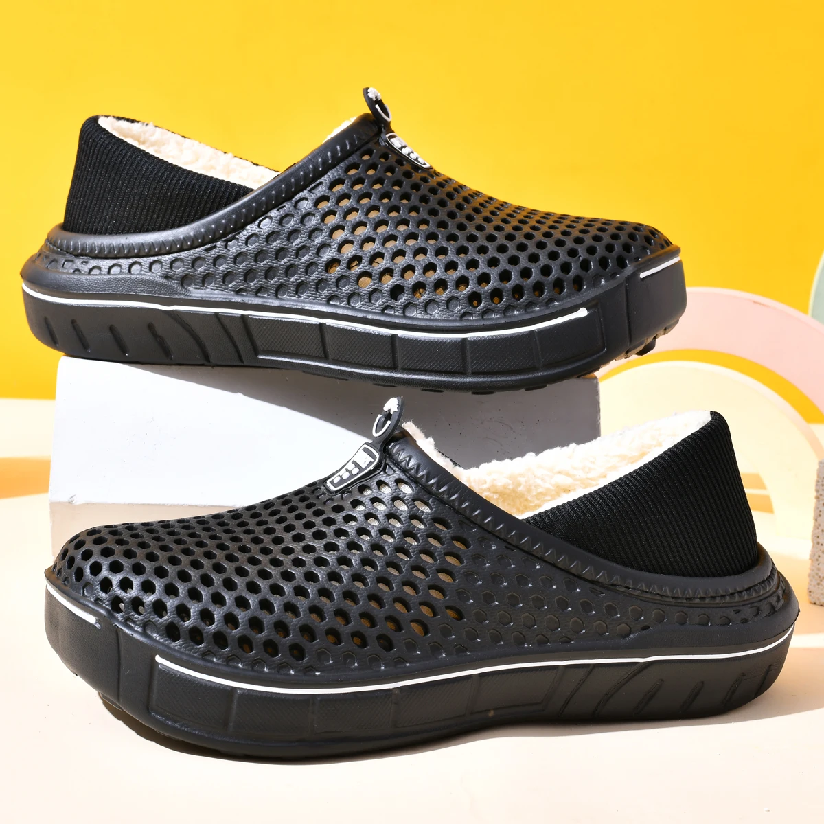 

Мужские и женские хлопковые тапочки в парном стиле, зимние теплые бархатные утепленные сабо, туфли-мулы, большие размеры 46, 47