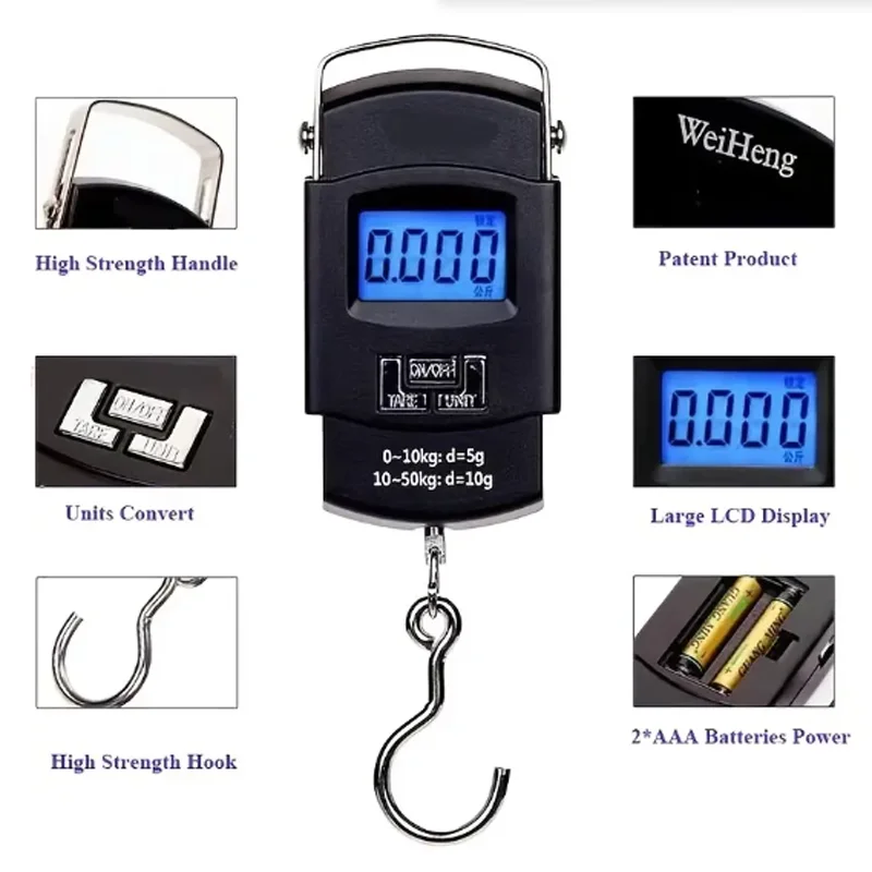 55kg/10g  Electronic Digital Scale Hanging Hook Fishing Travel Double Precision Luggage Weight Scale Balance Scales