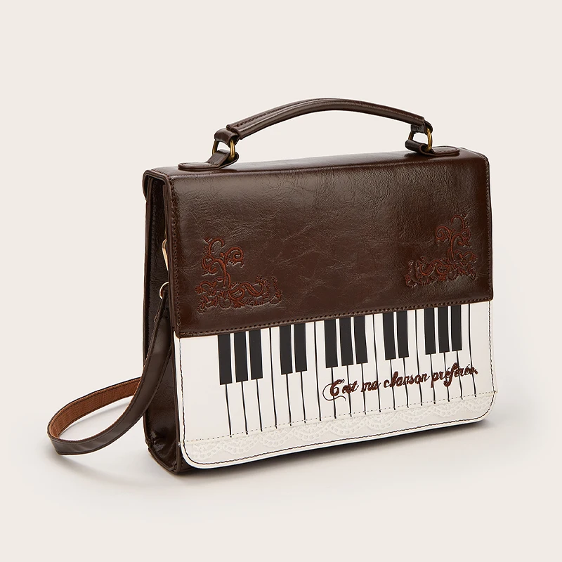 Piano Polka Dot Key Shoulder Bag,Contrast Color Large Handbag,Y2k JK Girls Briefcase Piano Backpack Women's Bag Square Bag