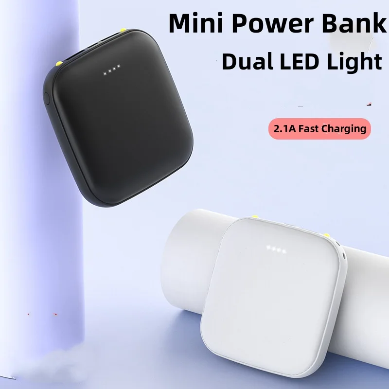 

20000mAh Mini Power Bank Dual USB Powerbank for iPhone 16 15 Xiaomi Huawei Samsung Portable Charger with LED Light Spare Battery