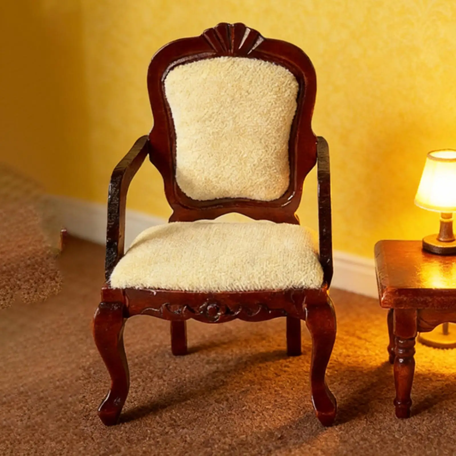 Muebles en Miniatura a Escala 1:12, Decoración para el Hogar, Accesorios para Casa de Muñecas, Silla de Madera para Casa de Muñecas, Escena en Miniatura