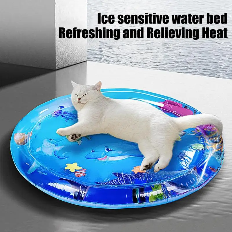 Inflatable Cats Water Sensory Play Mat With Fish Sea Theme Sensory Toy For Pets And Kids Summer Water Cooling And Playing