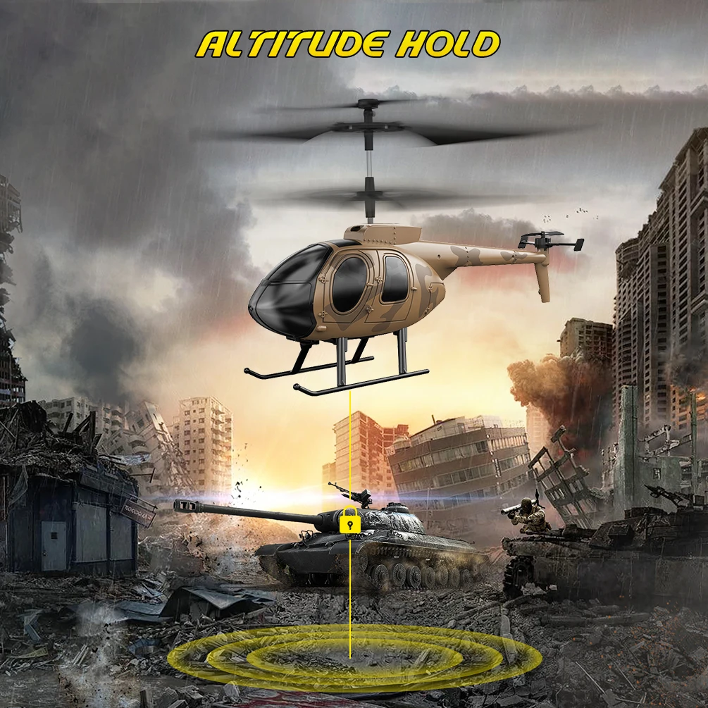 Vatos remote controlled helicopter camouflage 2.4GHz radio indoor RC helicopter toy one click takeoff for boy children adults