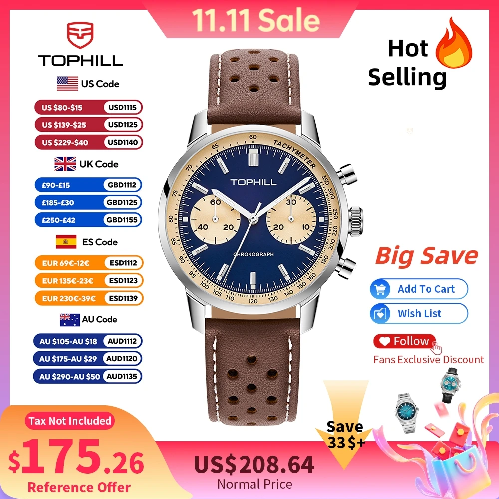 Seiko Watch Prospex - TOPHILL Vintage Racing Chronograph Men’s Mechanical